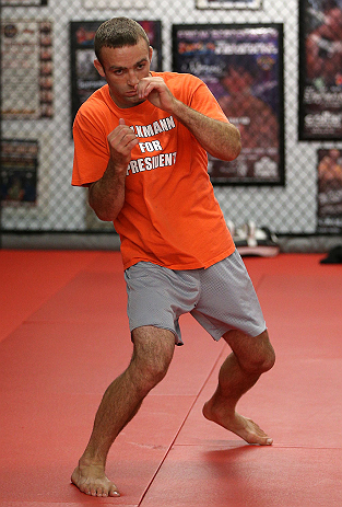 MINNEAPOLIS, MN - OCTOBER 02: Jacob Volkmann works out for media and fans during an open training session at Cellar Kickboxing and Martial Arts on October 2, 2012 in Minneapolis, Minnesota. (Photo by Josh Hedges/Zuffa LLC/Zuffa LLC via Getty Images)
