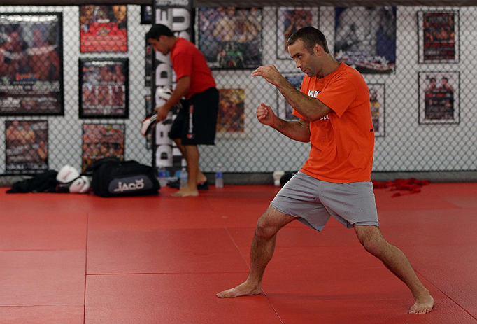 MINNEAPOLIS, MN - OCTOBER 02: Jacob Volkmann works out for media and fans during an open training session at Cellar Kickboxing and Martial Arts on October 2, 2012 in Minneapolis, Minnesota. (Photo by Josh Hedges/Zuffa LLC/Zuffa LLC via Getty Images)