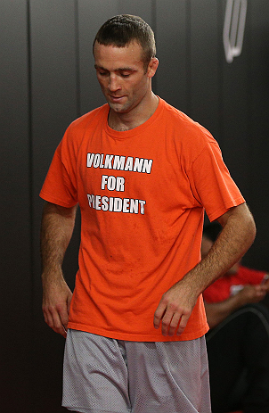 MINNEAPOLIS, MN - OCTOBER 02: Jacob Volkmann works out for media and fans during an open training session at Cellar Kickboxing and Martial Arts on October 2, 2012 in Minneapolis, Minnesota. (Photo by Josh Hedges/Zuffa LLC/Zuffa LLC via Getty Images)