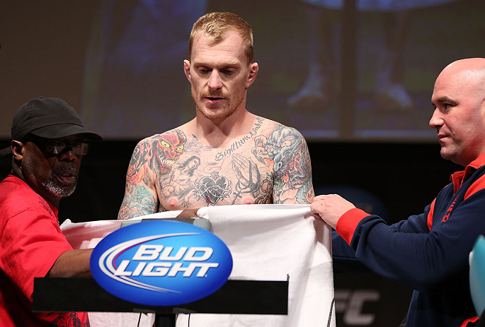 MINNEAPOLIS, MN - OCTOBER 04:  Bart Palaszewski weighs in during the UFC on FX weigh in at Pantages Theater on October 4, 2012 in Minneapolis, Minnesota.  (Photo by Josh Hedges/Zuffa LLC/Zuffa LLC via Getty Images)