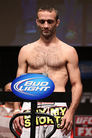 MINNEAPOLIS, MN - OCTOBER 04:  Jacob Volkmann weighs in during the UFC on FX weigh in at Pantages Theater on October 4, 2012 in Minneapolis, Minnesota.  (Photo by Josh Hedges/Zuffa LLC/Zuffa LLC via Getty Images)