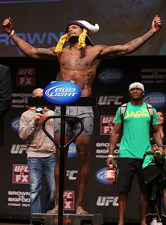 MINNEAPOLIS, MN - OCTOBER 04:  Michael Johnson weighs in during the UFC on FX weigh in at Pantages Theater on October 4, 2012 in Minneapolis, Minnesota.  (Photo by Josh Hedges/Zuffa LLC/Zuffa LLC via Getty Images)