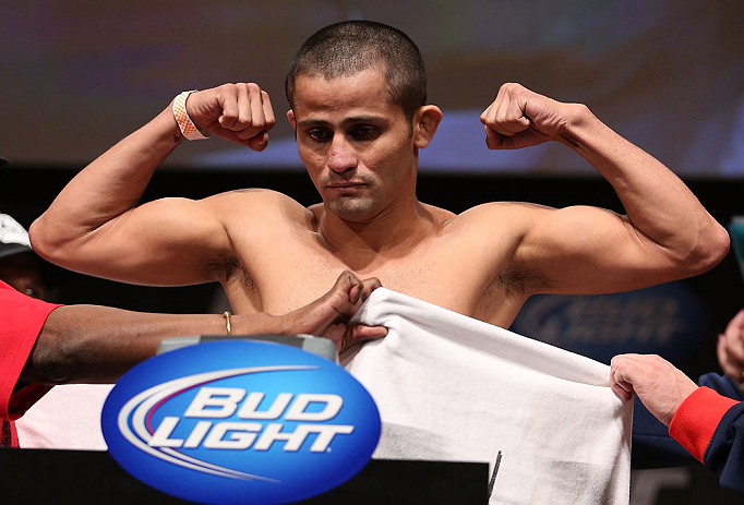 MINNEAPOLIS, MN - OCTOBER 04:  Jussier Formiga weighs in during the UFC on FX weigh in at Pantages Theater on October 4, 2012 in Minneapolis, Minnesota.  (Photo by Josh Hedges/Zuffa LLC/Zuffa LLC via Getty Images)