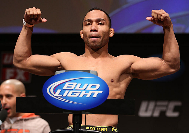MINNEAPOLIS, MN - OCTOBER 04:  John Dodson weighs in during the UFC on FX weigh in at Pantages Theater on October 4, 2012 in Minneapolis, Minnesota.  (Photo by Josh Hedges/Zuffa LLC/Zuffa LLC via Getty Images)