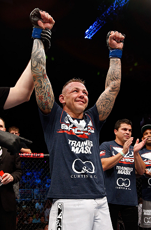 GOLD COAST, AUSTRALIA - DECEMBER 15:  Ross Pearson reacts after his knockout victory over George Sotiropoulos during their lightweight fight at the UFC on FX event on December 15, 2012  at Gold Coast Convention and Exhibition Centre in Gold Coast, Australia.  (Photo by Josh Hedges/Zuffa LLC/Zuffa LLC via Getty Images)