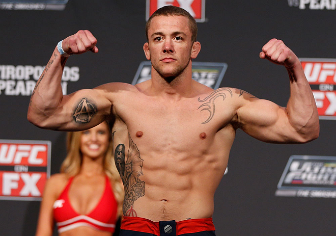 GOLD COAST, AUSTRALIA - DECEMBER 14:  Mike Wilkinson weighs in during the UFC on FX weigh in on December 14, 2012 at Gold Coast Convention and Exhibition Centre in Gold Coast, Queensland, Australia.  (Photo by Josh Hedges/Zuffa LLC/Zuffa LLC via Getty Images)