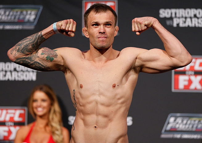 GOLD COAST, AUSTRALIA - DECEMBER 14:  Benny Alloway weighs in during the UFC on FX weigh in on December 14, 2012 at Gold Coast Convention and Exhibition Centre in Gold Coast, Queensland, Australia.  (Photo by Josh Hedges/Zuffa LLC/Zuffa LLC via Getty Images)