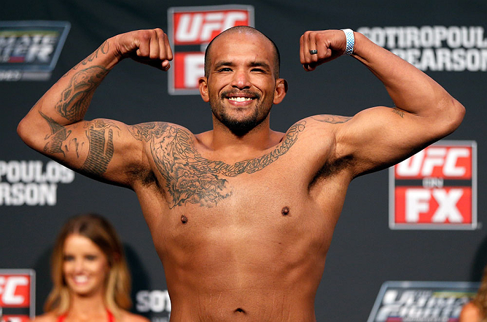 GOLD COAST, AUSTRALIA - DECEMBER 14: Joey Beltran weighs in during the UFC on FX weigh in on December 14, 2012 at Gold Coast Convention and Exhibition Centre in Gold Coast, Queensland, Australia. (Photo by Josh Hedges/Zuffa LLC/Zuffa LLC via Getty Images)