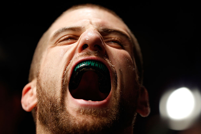 GOLD COAST, AUSTRALIA - DECEMBER 15: Cody Donovan prepares to enter the Octagon before his light heavyweight fight against Nick Penner at the UFC on FX event on December 15, 2012 at Gold Coast Convention and Exhibition Centre in Gold Coast, Australia. (Photo by Josh Hedges/Zuffa LLC/Zuffa LLC via Getty Images)