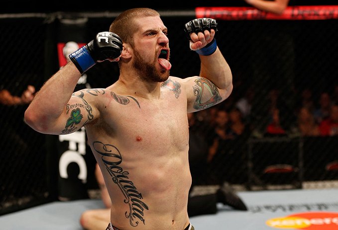 GOLD COAST, AUSTRALIA - DECEMBER 15:  Cody Donovan reacts after defeating Nick Penner during their light heavyweight fight at the UFC on FX event on December 15, 2012  at Gold Coast Convention and Exhibition Centre in Gold Coast, Australia.  (Photo by Josh Hedges/Zuffa LLC/Zuffa LLC via Getty Images)