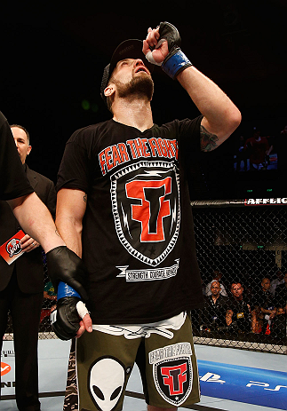 GOLD COAST, AUSTRALIA - DECEMBER 15:  Cody Donovan reacts after defeating Nick Penner during their light heavyweight fight at the UFC on FX event on December 15, 2012  at Gold Coast Convention and Exhibition Centre in Gold Coast, Australia.  (Photo by Josh Hedges/Zuffa LLC/Zuffa LLC via Getty Images)