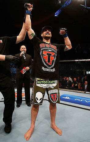 GOLD COAST, AUSTRALIA - DECEMBER 15:  Cody Donovan reacts after defeating Nick Penner during their light heavyweight fight at the UFC on FX event on December 15, 2012  at Gold Coast Convention and Exhibition Centre in Gold Coast, Australia.  (Photo by Josh Hedges/Zuffa LLC/Zuffa LLC via Getty Images)
