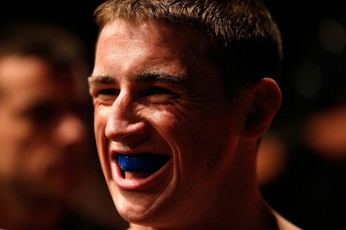 GOLD COAST, AUSTRALIA - DECEMBER 15:  Brendan Loughnane prepares to enter the Octagon before his lightweight fight against Mike Wilkinson at the UFC on FX event on December 15, 2012  at Gold Coast Convention and Exhibition Centre in Gold Coast, Australia.  (Photo by Josh Hedges/Zuffa LLC/Zuffa LLC via Getty Images)