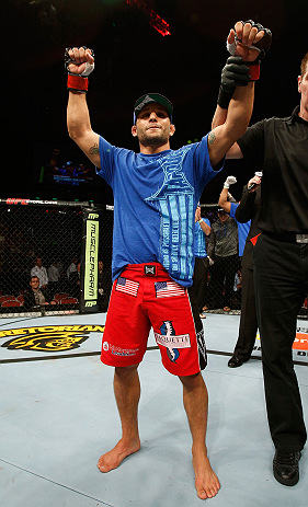 GOLD COAST, AUSTRALIA - DECEMBER 15:  Chad Mendes reacts after knocking out Yaotzin Meza during their featherweight fight at the UFC on FX event on December 15, 2012  at Gold Coast Convention and Exhibition Centre in Gold Coast, Australia.  (Photo by Josh Hedges/Zuffa LLC/Zuffa LLC via Getty Images)