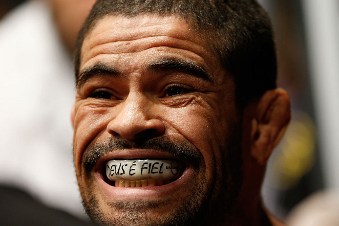 GOLD COAST, AUSTRALIA - DECEMBER 15:  Rousimar Palhares prepares to enter the Octagon before his middleweight fight against Hector Lombard at the UFC on FX event on December 15, 2012  at Gold Coast Convention and Exhibition Centre in Gold Coast, Australia.  (Photo by Josh Hedges/Zuffa LLC/Zuffa LLC via Getty Images)