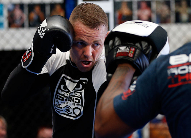 GOLD COAST, AUSTRALIA - DECEMBER 13: Ross Pearson works out for the media during the UFC on FX open workouts on December 13, 2012 at Boonchu Gym in Gold Coast, Australia. (Photo by Josh Hedges/Zuffa LLC/Zuffa LLC via Getty Images)