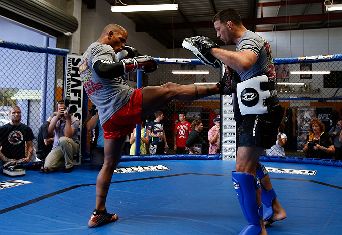 GOLD COAST, AUSTRALIA - DECEMBER 13: Hector Lombard works out for the media during the UFC on FX open workouts on December 13, 2012 at Boonchu Gym in Gold Coast, Australia. (Photo by Josh Hedges/Zuffa LLC/Zuffa LLC via Getty Images)