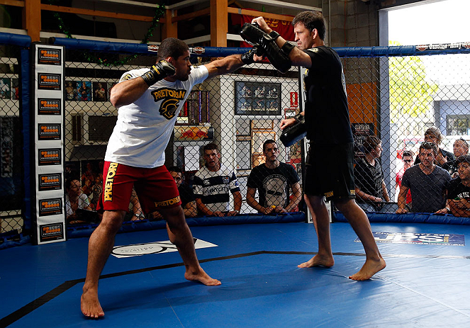 GOLD COAST, AUSTRALIA - DECEMBER 13: Rousimar Palhares works out for the media during the UFC on FX open workouts on December 13, 2012 at Boonchu Gym in Gold Coast, Australia. (Photo by Josh Hedges/Zuffa LLC/Zuffa LLC via Getty Images)