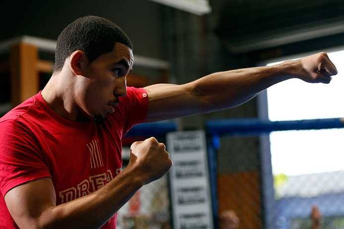 GOLD COAST, AUSTRALIA - DECEMBER 13: Robert Whittaker works out for the media during the UFC on FX open workouts on December 13, 2012 at Boonchu Gym in Gold Coast, Australia. (Photo by Josh Hedges/Zuffa LLC/Zuffa LLC via Getty Images)