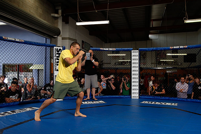 GOLD COAST, AUSTRALIA - DECEMBER 13:  George Sotiropoulos works out for the media during the UFC on FX open workouts on December 13, 2012 at Boonchu Gym in Gold Coast, Australia.  (Photo by Josh Hedges/Zuffa LLC/Zuffa LLC via Getty Images)