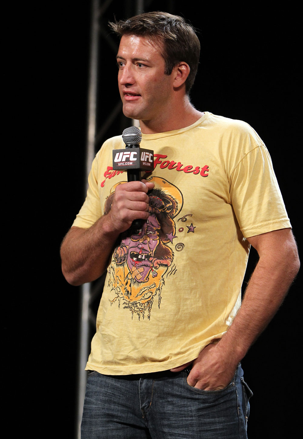 LAS VEGAS, NV - DECEMBER 02:  UFC fighter Stephan Bonnar interacts with fans during a Q&A session before the official weigh-in for The Ultimate Fighter 14 Finale at The Palms Casino Resort on December 2, 2011 in Las Vegas, Nevada.  (Photo by Josh Hedges/Zuffa LLC/Zuffa LLC via Getty Images)