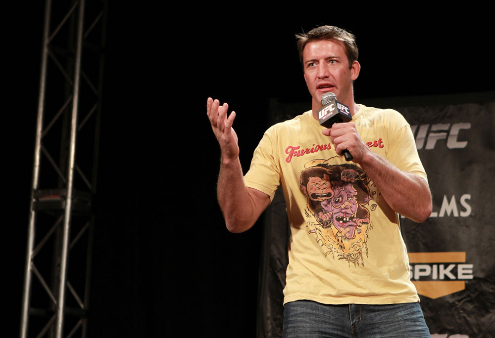 LAS VEGAS, NV - DECEMBER 02:  UFC fighter Stephan Bonnar interacts with fans during a Q&A session before the official weigh-in for The Ultimate Fighter 14 Finale at The Palms Casino Resort on December 2, 2011 in Las Vegas, Nevada.  (Photo by Josh Hedges/Zuffa LLC/Zuffa LLC via Getty Images)