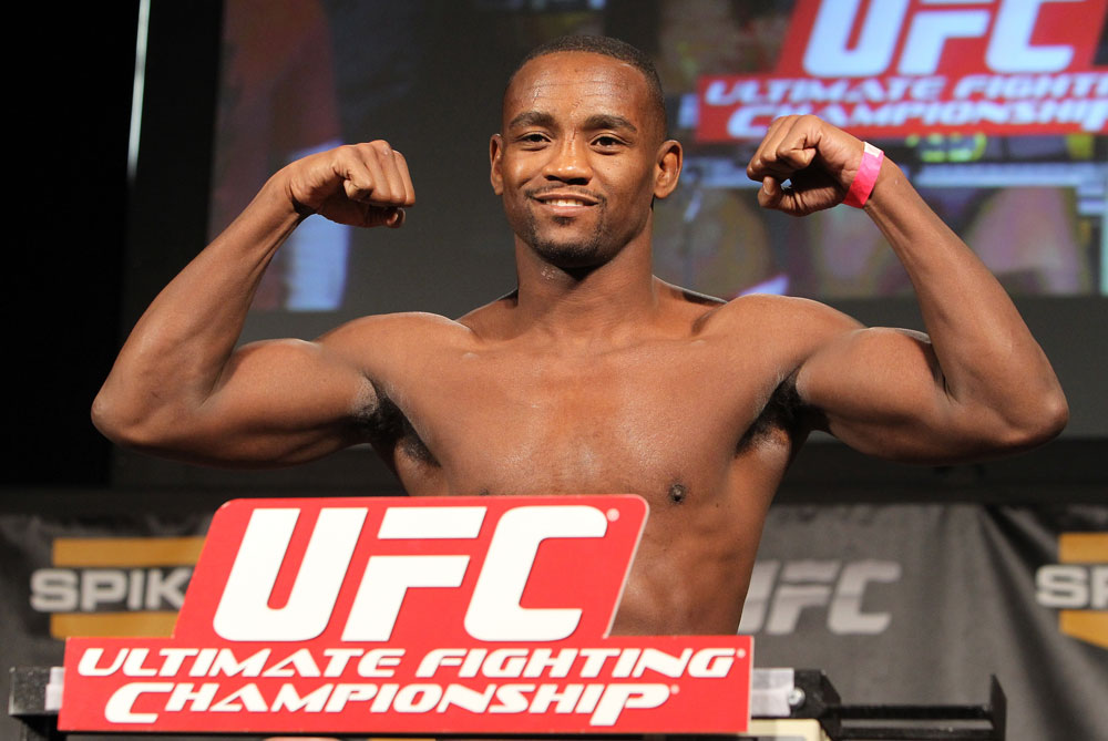 LAS VEGAS, NV - DECEMBER 02:  Yves Edwards weighs in at the official weigh-in for The Ultimate Fighter 14 Finale at The Palms Casino Resort on December 2, 2011 in Las Vegas, Nevada.  (Photo by Josh Hedges/Zuffa LLC/Zuffa LLC via Getty Images)