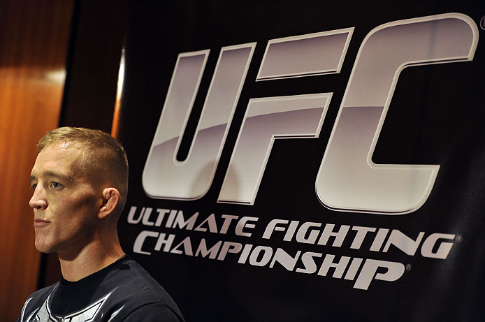 LAS VEGAS, NV - DECEMBER 13: UFC The Ultimate Fighter Finalist Colton Smith speaks to the media during the Ultimate Fighter 16 Finale open workouts at The Joint at the Hard Rock Hotel and Casino on December 13, 2012 in Las Vegas, Nevada. (Photo by Jeff Bottari/Zuffa LLC/Zuffa LLC)