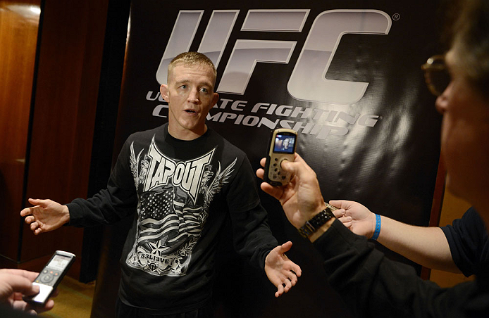 LAS VEGAS, NV - DECEMBER 13: UFC The Ultimate Fighter Finalist Colton Smith speaks to the media during the Ultimate Fighter 16 Finale open workouts at The Joint at the Hard Rock Hotel and Casino on December 13, 2012 in Las Vegas, Nevada. (Photo by Jeff Bottari/Zuffa LLC/Zuffa LLC)