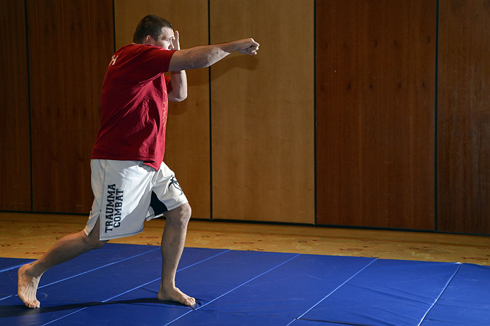 LAS VEGAS, NV - DECEMBER 13: UFC fighter Matt Mitrione works out for the media during the Ultimate Fighter 16 Finale open workouts at The Joint at the Hard Rock Hotel and Casino on December 13, 2012 in Las Vegas, Nevada. (Photo by Jeff Bottari/Zuffa LLC/Zuffa LLC)