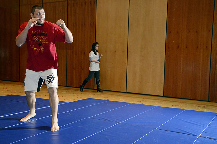 LAS VEGAS, NV - DECEMBER 13: UFC fighter Matt Mitrione works out for the media during the Ultimate Fighter 16 Finale open workouts at The Joint at the Hard Rock Hotel and Casino on December 13, 2012 in Las Vegas, Nevada. (Photo by Jeff Bottari/Zuffa LLC/Zuffa LLC)