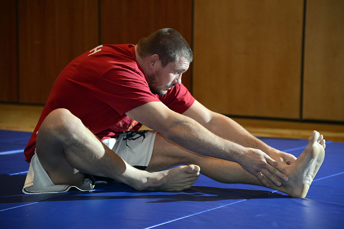 LAS VEGAS, NV - DECEMBER 13: UFC fighter Matt Mitrione works out for the media during the Ultimate Fighter 16 Finale open workouts at The Joint at the Hard Rock Hotel and Casino on December 13, 2012 in Las Vegas, Nevada. (Photo by Jeff Bottari/Zuffa LLC/Zuffa LLC)