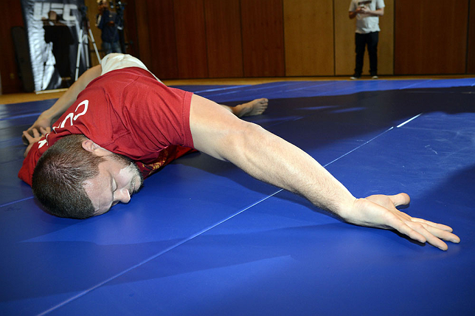 LAS VEGAS, NV - DECEMBER 13: UFC fighter Matt Mitrione works out for the media during the Ultimate Fighter 16 Finale open workouts at The Joint at the Hard Rock Hotel and Casino on December 13, 2012 in Las Vegas, Nevada. (Photo by Jeff Bottari/Zuffa LLC/Zuffa LLC)