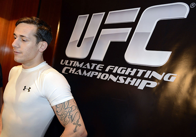 LAS VEGAS, NV - DECEMBER 13: UFC fighter Mike Ricci speaks to the media during the Ultimate Fighter 16 Finale open workouts at The Joint at the Hard Rock Hotel and Casino on December 13, 2012 in Las Vegas, Nevada. (Photo by Jeff Bottari/Zuffa LLC/Zuffa LLC)