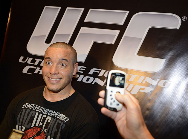 LAS VEGAS, NV - DECEMBER 13: UFC fighter Pat Barry speaks to the media during the Ultimate Fighter 16 Finale open workouts at The Joint at the Hard Rock Hotel and Casino on December 13, 2012 in Las Vegas, Nevada. (Photo by Jeff Bottari/Zuffa LLC/Zuffa LLC)