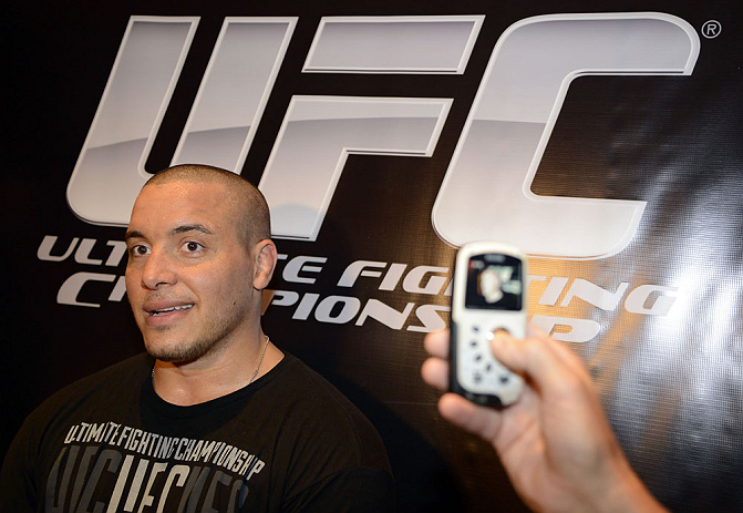 LAS VEGAS, NV - DECEMBER 13: UFC fighter Pat Barry speaks to the media during the Ultimate Fighter 16 Finale open workouts at The Joint at the Hard Rock Hotel and Casino on December 13, 2012 in Las Vegas, Nevada. (Photo by Jeff Bottari/Zuffa LLC/Zuffa LLC)