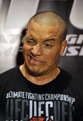LAS VEGAS, NV - DECEMBER 13: UFC fighter Pat Barry speaks to the media during the Ultimate Fighter 16 Finale open workouts at The Joint at the Hard Rock Hotel and Casino on December 13, 2012 in Las Vegas, Nevada. (Photo by Jeff Bottari/Zuffa LLC/Zuffa LLC)