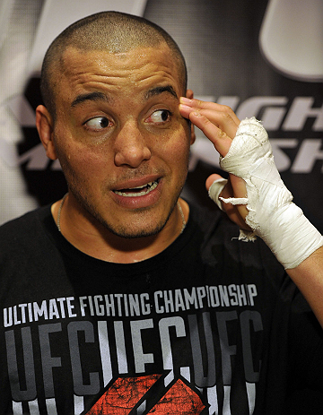 LAS VEGAS, NV - DECEMBER 13: UFC fighter Pat Barry speaks to the media during the Ultimate Fighter 16 Finale open workouts at The Joint at the Hard Rock Hotel and Casino on December 13, 2012 in Las Vegas, Nevada. (Photo by Jeff Bottari/Zuffa LLC/Zuffa LLC)