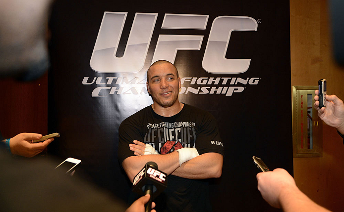 LAS VEGAS, NV - DECEMBER 13: UFC fighter Pat Barry speaks to the media during the Ultimate Fighter 16 Finale open workouts at The Joint at the Hard Rock Hotel and Casino on December 13, 2012 in Las Vegas, Nevada. (Photo by Jeff Bottari/Zuffa LLC/Zuffa LLC)