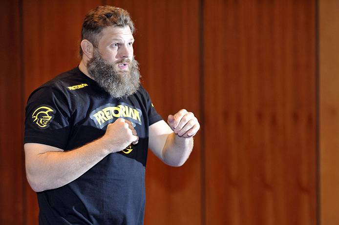 LAS VEGAS, NV - DECEMBER 13: UFC fighter Roy "Big Country" Nelson works out for the media during the Ultimate Fighter 16 Finale open workouts at The Joint at the Hard Rock Hotel and Casino on December 13, 2012 in Las Vegas, Nevada. (Photo by Jeff Bottari/Zuffa LLC/Zuffa LLC)