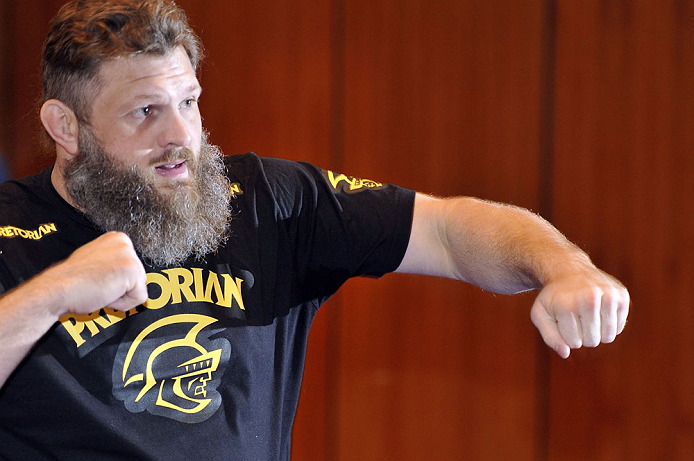 LAS VEGAS, NV - DECEMBER 13: UFC fighter Roy "Big Country" Nelson works out for the media during the Ultimate Fighter 16 Finale open workouts at The Joint at the Hard Rock Hotel and Casino on December 13, 2012 in Las Vegas, Nevada. (Photo by Jeff Bottari/Zuffa LLC/Zuffa LLC)