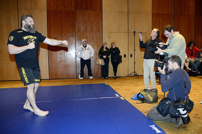 LAS VEGAS, NV - DECEMBER 13: UFC fighter Roy "Big Country" Nelson works out for the media during the Ultimate Fighter 16 Finale open workouts at The Joint at the Hard Rock Hotel and Casino on December 13, 2012 in Las Vegas, Nevada. (Photo by Jeff Bottari/Zuffa LLC/Zuffa LLC)