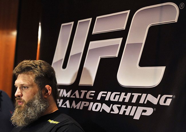 LAS VEGAS, NV - DECEMBER 13: UFC fighter Roy 'Big Country" Nelson speaks to the media during the Ultimate Fighter 16 Finale open workouts at The Joint at the Hard Rock Hotel and Casino on December 13, 2012 in Las Vegas, Nevada. (Photo by Jeff Bottari/Zuffa LLC/Zuffa LLC)