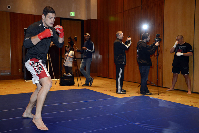 LAS VEGAS, NV - DECEMBER 13: UFC fighter Shane Del Rosario works out for the media during the Ultimate Fighter 16 Finale open workouts at The Joint at the Hard Rock Hotel and Casino on December 13, 2012 in Las Vegas, Nevada. (Photo by Jeff Bottari/Zuffa LLC/Zuffa LLC)