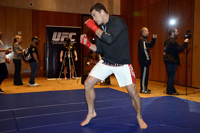 LAS VEGAS, NV - DECEMBER 13: UFC fighter Shane Del Rosario works out for the media during the Ultimate Fighter 16 Finale open workouts at The Joint at the Hard Rock Hotel and Casino on December 13, 2012 in Las Vegas, Nevada. (Photo by Jeff Bottari/Zuffa LLC/Zuffa LLC)