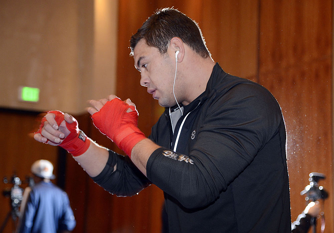 LAS VEGAS, NV - DECEMBER 13: UFC fighter Shane Del Rosario works out for the media during the Ultimate Fighter 16 Finale open workouts at The Joint at the Hard Rock Hotel and Casino on December 13, 2012 in Las Vegas, Nevada. (Photo by Jeff Bottari/Zuffa LLC/Zuffa LLC)