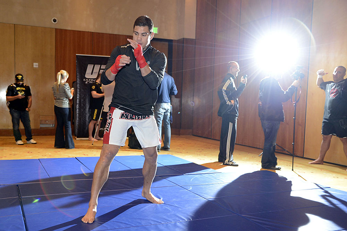 LAS VEGAS, NV - DECEMBER 13: UFC fighter Shane Del Rosario works out for the media during the Ultimate Fighter 16 Finale open workouts at The Joint at the Hard Rock Hotel and Casino on December 13, 2012 in Las Vegas, Nevada. (Photo by Jeff Bottari/Zuffa LLC/Zuffa LLC)