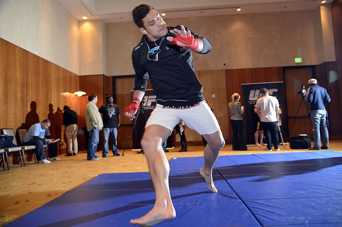 LAS VEGAS, NV - DECEMBER 13: UFC fighter Shane Del Rosario works out for the media during the Ultimate Fighter 16 Finale open workouts at The Joint at the Hard Rock Hotel and Casino on December 13, 2012 in Las Vegas, Nevada. (Photo by Jeff Bottari/Zuffa LLC/Zuffa LLC)