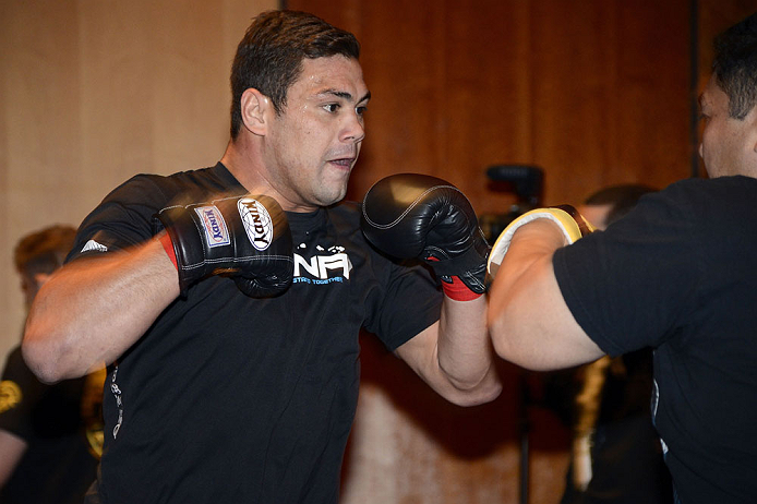LAS VEGAS, NV - DECEMBER 13: UFC fighter Shane Del Rosario works out for the media during the Ultimate Fighter 16 Finale open workouts at The Joint at the Hard Rock Hotel and Casino on December 13, 2012 in Las Vegas, Nevada. (Photo by Jeff Bottari/Zuffa LLC/Zuffa LLC)
