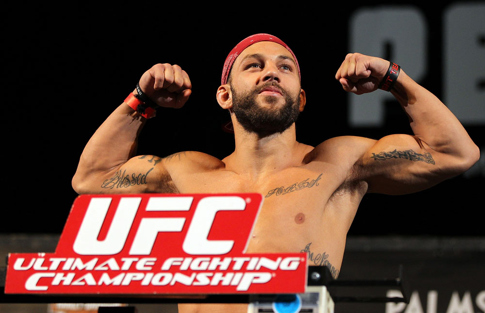 LAS VEGAS, NV - MAY 31:   Sam Sicilia makes weight during The Ultimate Fighter Live weigh in at the Palms Casino Resort on May 31, 2012 in Las Vegas, Nevada.  (Photo by Josh Hedges/Zuffa LLC/Zuffa LLC via Getty Images)  *** Local Caption *** Sam Sicilia